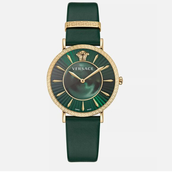 Versace Green Emerald Womens 38mm Strap Fashion Watch